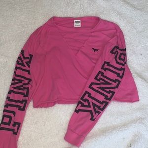 Pink long sleeve crop top